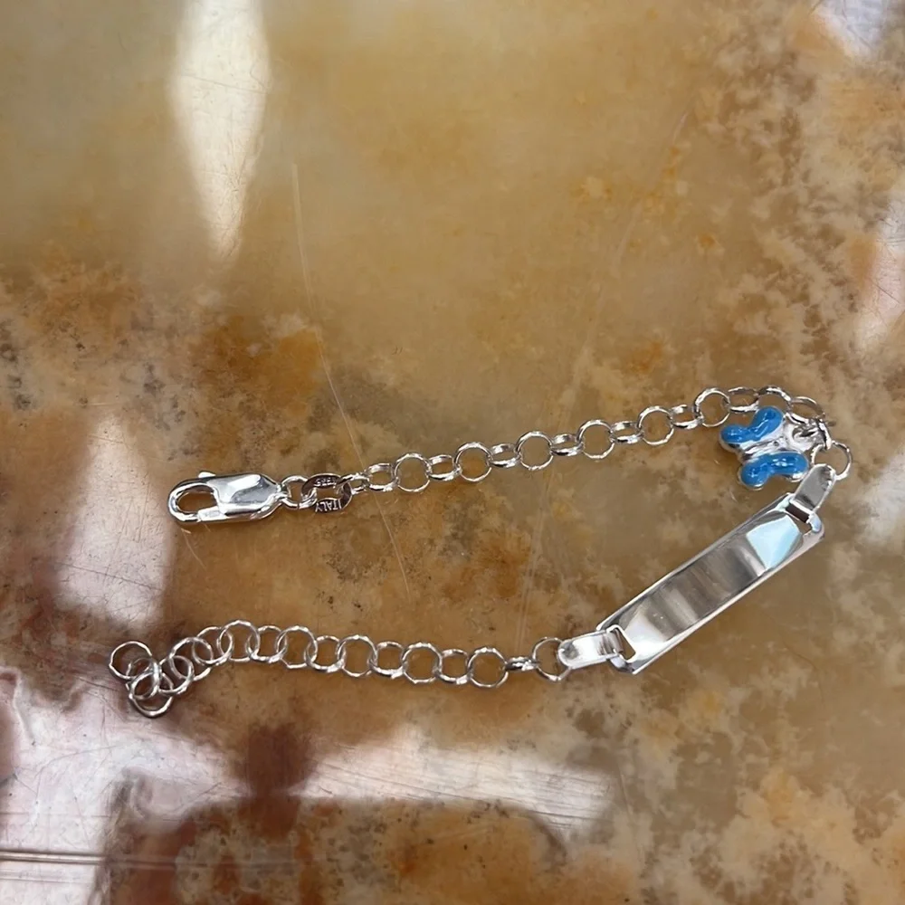 925 SILVER KIDS ID RED LADYBUG BRACELET 6.25